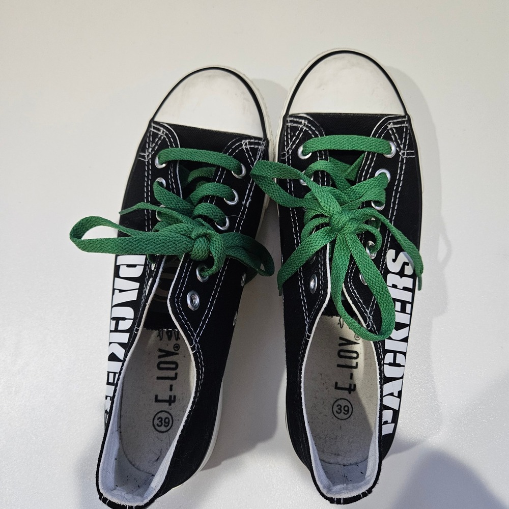 Green Bay Packers Canvas Low Top Sneakers Black Green Women's Size 39 8.5 E-LOV - Picture 8 of 12